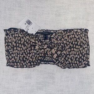 Forever 21 Black and Pink Floral Knot Bandeau